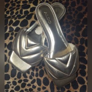 ALDO Women's Silver Heeled Sandals Size 7M